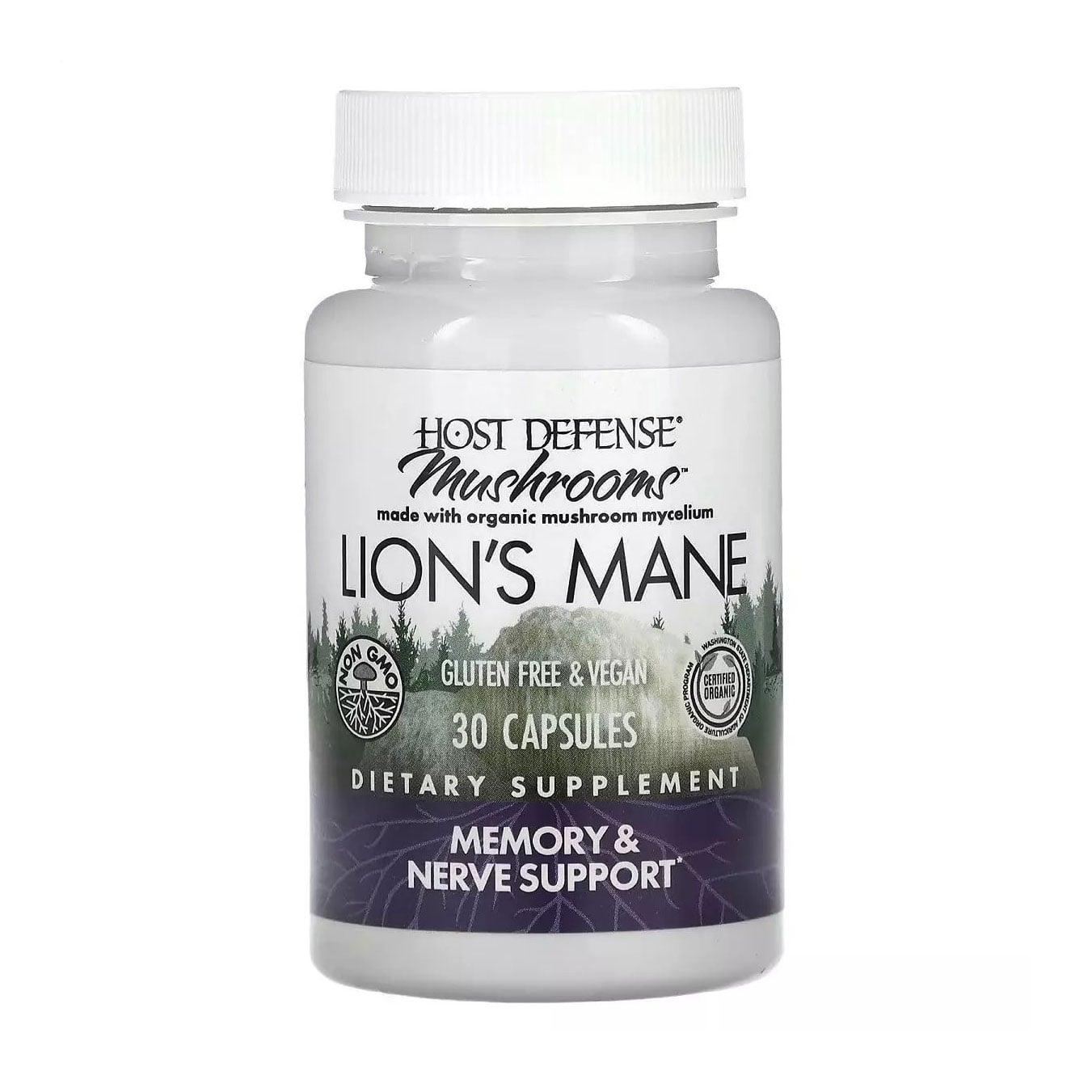 Їжовик гребінчастий Fungi Perfecti Host Defense Lion's Mane Підтримка пам'яті та нервів, 30 капсул